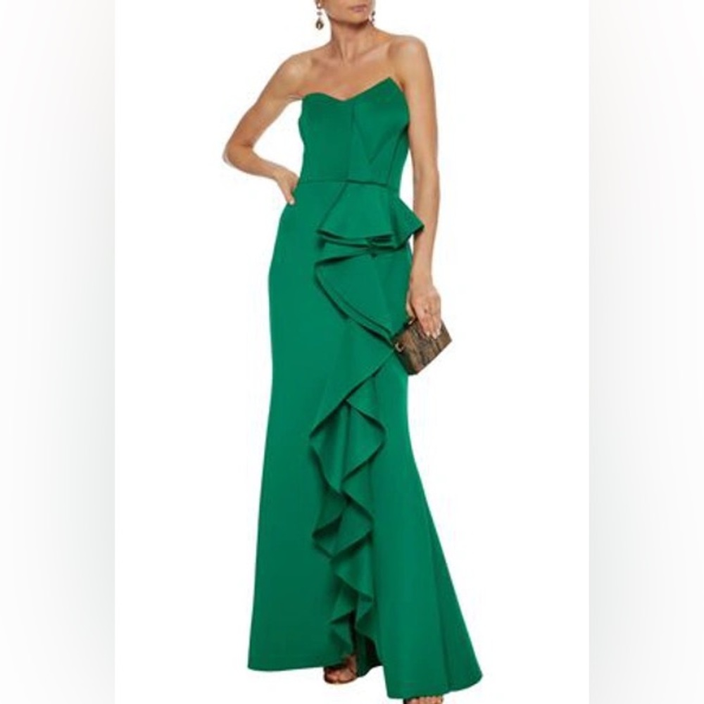 Badgley Mischka Green Strapless Dress